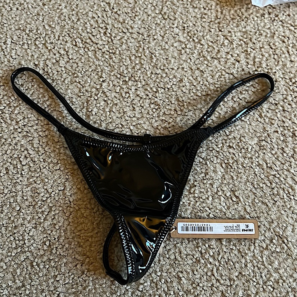 Skims micro pleather string bikini thong BNWT size S
